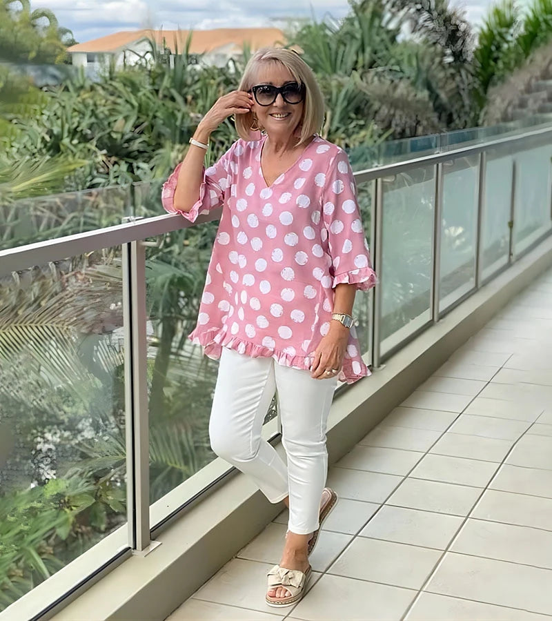 Brunella | Blusa alla moda a pois con volant