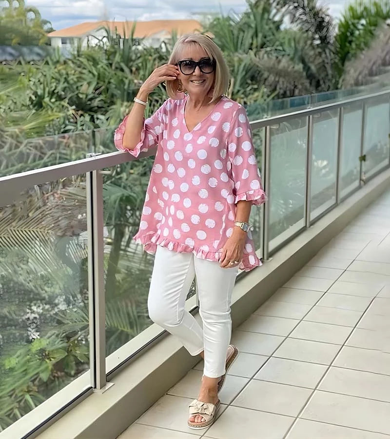 Brunella | Blusa alla moda a pois con volant