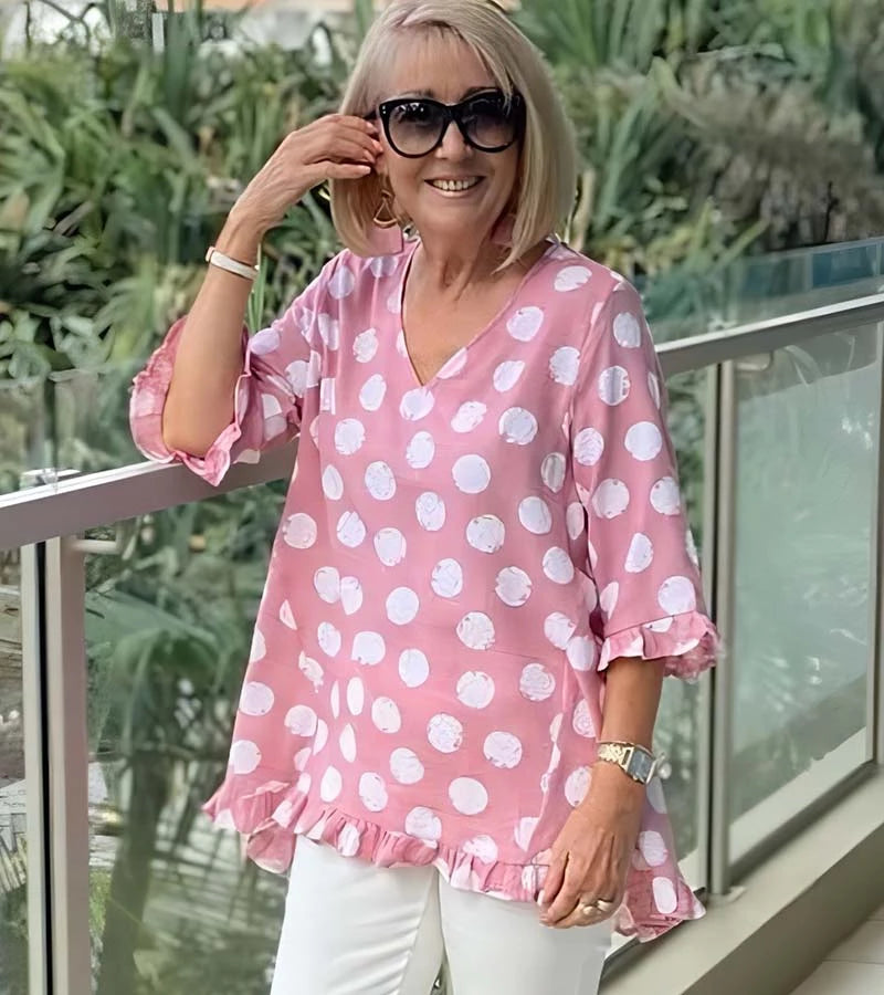 Brunella | Blusa alla moda a pois con volant